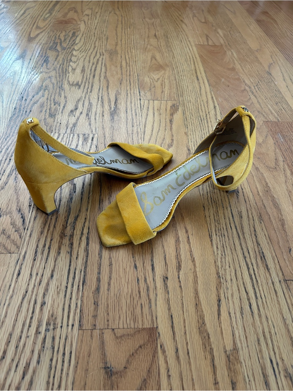 Sam Edelman Yellow Suede Ankle-Strap Heels